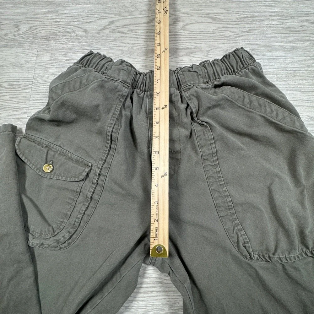 Vintage Ocean Pacific Mens Cargo Pants Olive‎ Green Elastic Waist Cotton Medium